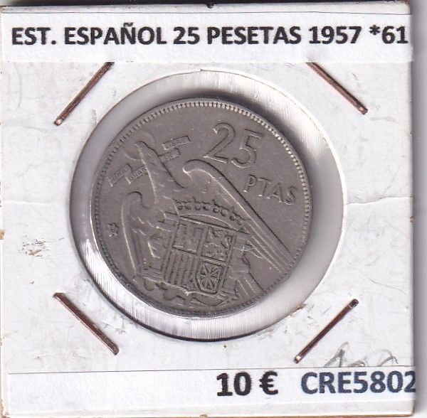 imagen-13-27691.jpg CRE5802 MONEDA ESTADO ESPAÑOL 25 PESETAS 1957 *61 - Imagen 1