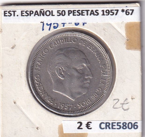 imagen-13-27695.jpg CRE5806 MONEDA ESTADO ESPAÑOL 50 PESETAS 1957 *67 - Imagen 1
