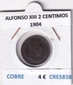 CRE5838 MONEDA ESPAÑA ALFONSO XIII 2 CENTIMOS 1904 COBRE