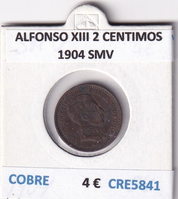 imagen-13-27778.jpg CRE5841 MONEDA ESPAÑA ALFONSO XIII 2 CENTIMOS 1904 SMV COBRE - Imagen 1