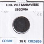 CRE5856 MONEDA ESPAÑA FERNANDO VII 2 MARAVEDIS 1826 SEGOVIA COBRE