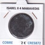 CRE5872 MONEDA ESPAÑA ISABEL II 4 MARAVEDIS COBRE