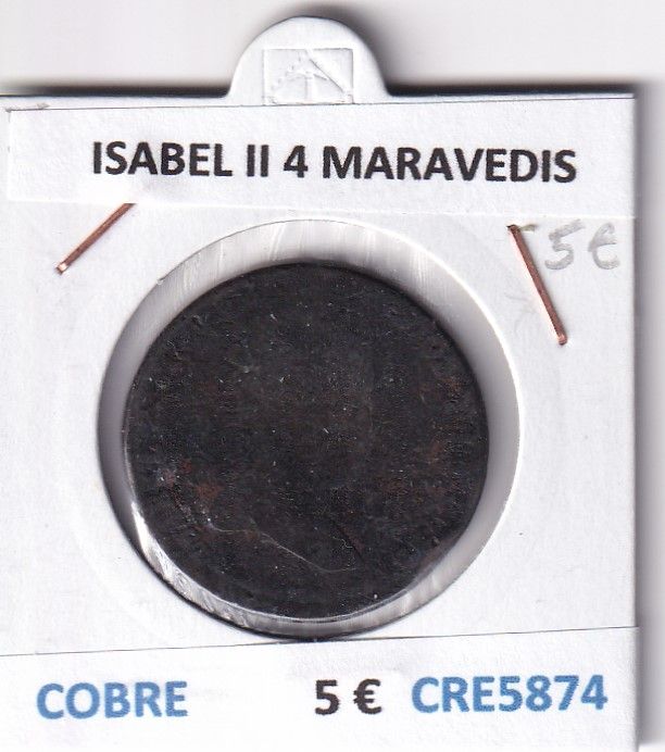 imagen-13-27826.jpg CRE5874 MONEDA ESPAÑA ISABEL II 4 MARAVEDIS COBRE - Imagen 1