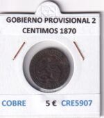 CRE5907 MONEDA ESPAÑA GOBIERNO PROVISIONAL 2 CENTIMOS 1870 COBRE