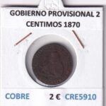 CRE5910 MONEDA ESPAÑA GOBIERNO PROVISIONAL 2 CENTIMOS 1870 COBRE