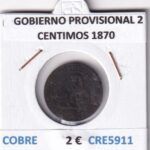 CRE5911 MONEDA ESPAÑA GOBIERNO PROVISIONAL 2 CENTIMOS 1870 COBRE