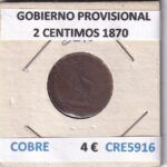 CRE5916 MONEDA ESPAÑA GOBIERNO PROVISIONAL 2 CENTIMOS 1870 COBRE