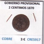 CRE5917 MONEDA ESPAÑA GOBIERNO PROVISIONAL 2 CENTIMOS 1870 COBRE