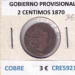 CRE5921 MONEDA ESPAÑA GOBIERNO PROVISIONAL 2 CENTIMOS 1870 COBRE