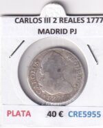 CRE5955 MONEDA ESPAÑA CARLOS III 2 REALES 1777 MADRID PJ PLATA