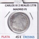 CRE5965 MONEDA ESPAÑA CARLOS III 2 REALES 1778 MADRID PJ PLATA