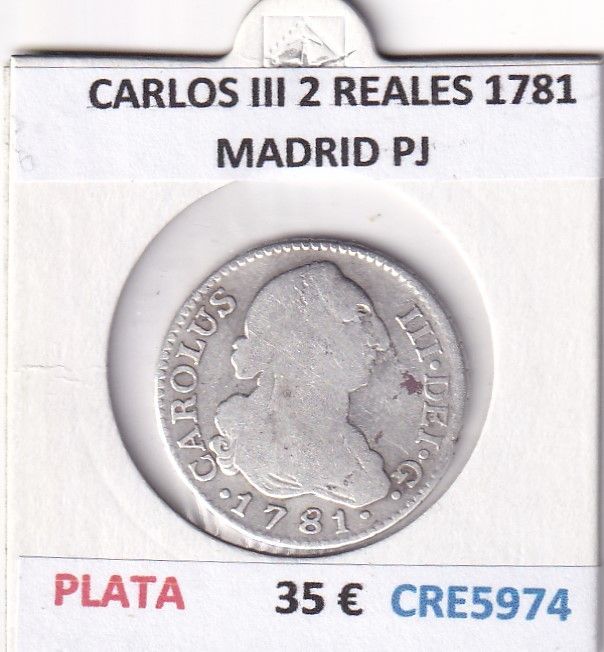imagen-13-27957.jpg CRE5974 MONEDA ESPAÑA CARLOS III 2 REALES 1781 MADRID PJ PLATA - Imagen 1