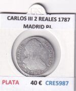 CRE5987 MONEDA ESPAÑA CARLOS III 2 REALES 1787 MADRID PJ PLATA