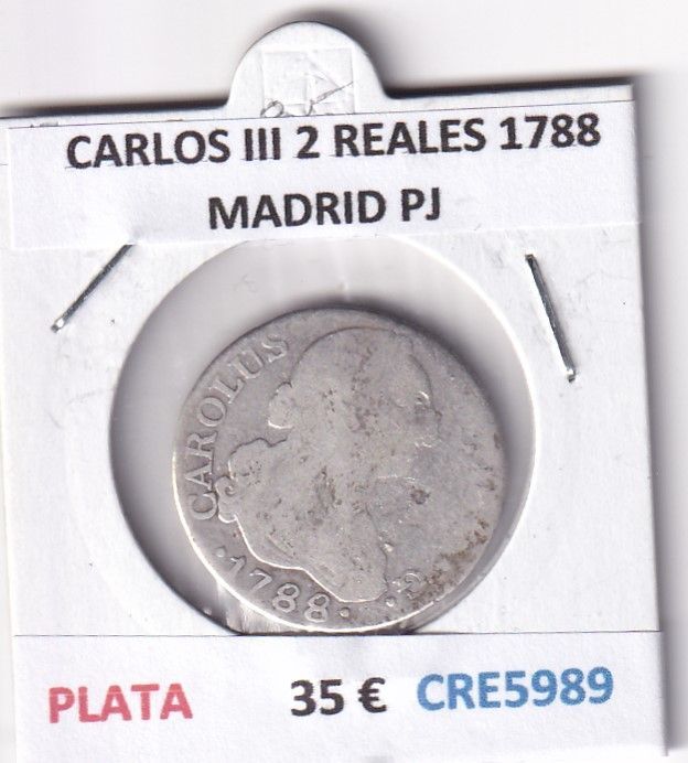imagen-13-27972.jpg CRE5989 MONEDA ESPAÑA CARLOS III 2 REALES 1788 MADRID PJ PLATA - Imagen 1