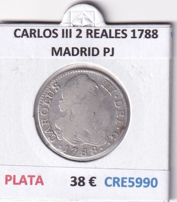 imagen-13-27973.jpg CRE5990 MONEDA ESPAÑA CARLOS III 2 REALES 1788 MADRID PJ PLATA - Imagen 1
