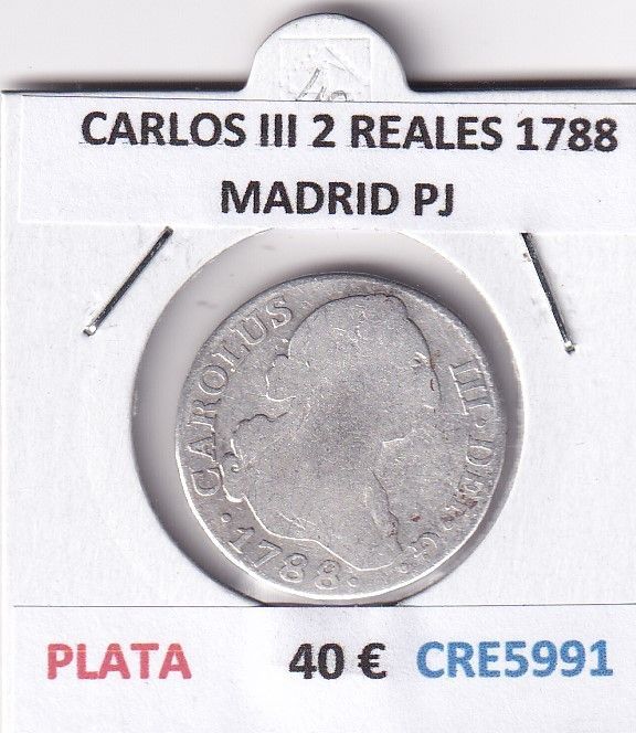 imagen-13-27974.jpg CRE5991 MONEDA ESPAÑA CARLOS III 2 REALES 1788 MADRID PJ PLATA - Imagen 1
