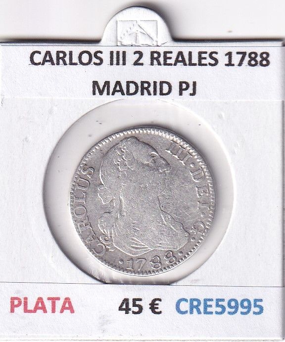 imagen-13-27978.jpg CRE5995 MONEDA ESPAÑA CARLOS III 2 REALES 1788 MADRID PJ PLATA - Imagen 1