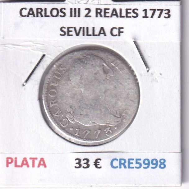 imagen-13-27992.jpg CRE5998 MONEDA ESPAÑA CARLOS III 2 REALES 1773 SEVILLA CF PLATA - Imagen 1