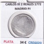 CRE6020 MONEDA ESPAÑA CARLOS III 2 REALES 1772 MADRID PJ PLATA
