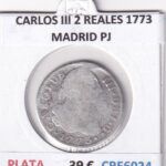 CRE6024 MONEDA ESPAÑA CARLOS III 2 REALES 1773 MADRID PJ PLATA