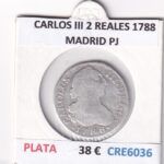 CRE6036 MONEDA ESPAÑA CARLOS III 2 REALES 1788 MADRID PJ PLATA