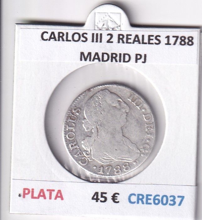 imagen-13-28031.jpg CRE6037 MONEDA ESPAÑA CARLOS III 2 REALES 1788 MADRID PJ PLATA - Imagen 1