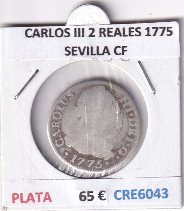 imagen-13-28037.jpg CRE6043 MONEDA ESPAÑA CARLOS III 2 REALES 1775 SEVILLA CF PLATA - Imagen 1