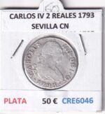 CRE6046 MONEDA ESPAÑA CARLOS IV 2 REALES 1793 SEVILLA CN PLATA