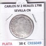 CRE6049 MONEDA ESPAÑA CARLOS IV 2 REALES 1798 SEVILLA CN PLATA