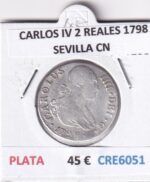 CRE6051 MONEDA ESPAÑA CARLOS IV 2 REALES 1798 SEVILLA CN PLATA