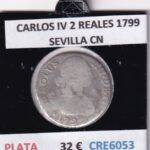 CRE6053 MONEDA ESPAÑA CARLOS IV 2 REALES 1799 SEVILLA CN PLATA