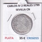 CRE6055 MONEDA ESPAÑA CARLOS IV 2 REALES 1799 SEVILLA CN PLATA