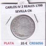 CRE6056 MONEDA ESPAÑA CARLOS IV 2 REALES 1799 SEVILLA CN PLATA
