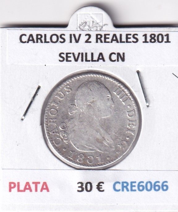 imagen-13-28060.jpg CRE6066 MONEDA ESPAÑA CARLOS IV 2 REALES 1801 SEVILLA CN PLATA - Imagen 1
