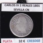 CRE6068 MONEDA ESPAÑA CARLOS IV 2 REALES 1801 SEVILLA CN PLATA