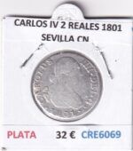 CRE6069 MONEDA ESPAÑA CARLOS IV 2 REALES 1801 SEVILLA CN PLATA