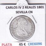 CRE6096 MONEDA ESPAÑA CARLOS IV 2 REALES 1801 SEVILLA CN PLATA
