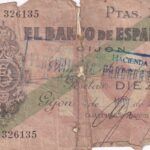 CRBL0478 BILLETE ESPAÑA LOCAL GIJON 1936 10 PESETAS MC CON ROTURAS