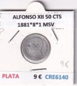 CRE6140 MONEDA ESPAÑA ALFONSO XII 50 CENTIMOS 1881*8*1 MSV PLATA