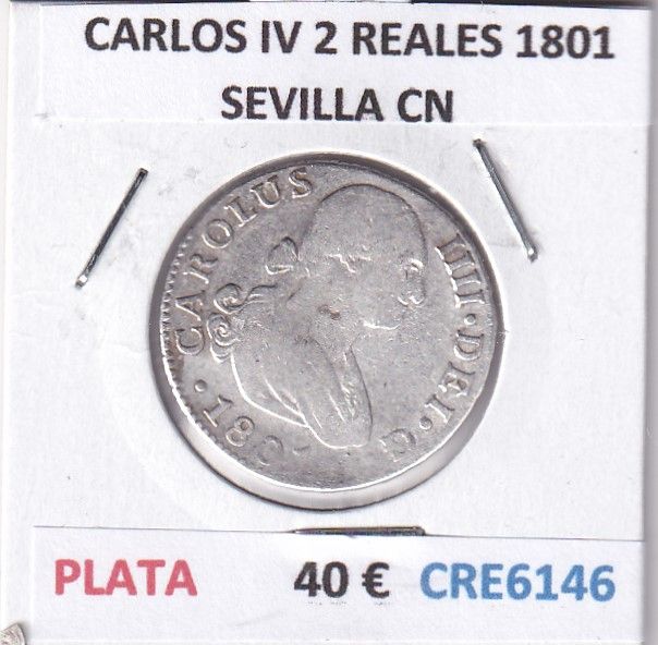 imagen-13-28219.jpg CRE6146 MONEDA ESPAÑA CARLOS IV 2 REALES 1801 SEVILLA CN PLATA - Imagen 1