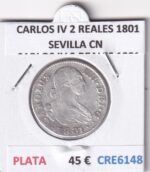 CRE6148 MONEDA ESPAÑA CARLOS IV 2 REALES 1801 SEVILLA CN PLATA