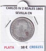CRE6151 MONEDA ESPAÑA CARLOS IV 2 REALES 1801 SEVILLA CN PLATA