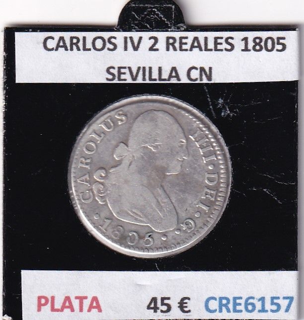 imagen-13-28230.jpg CRE6157 MONEDA ESPAÑA CARLOS IV 2 REALES 1805 SEVILLA CN PLATA - Imagen 1