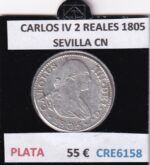 CRE6158 MONEDA ESPAÑA CARLOS IV 2 REALES 1805 SEVILLA CN PLATA