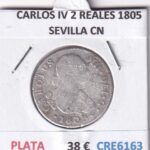 CRE6163 MONEDA ESPAÑA CARLOS IV 2 REALES 1805 SEVILLA CN PLATA