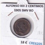 CRE6205 MONEDA ESPAÑA ALFONSO XIII 2 CENTIMOS 1905 SMV BO