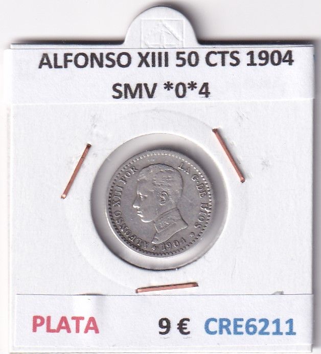 imagen-13-28284.jpg CRE6211 MONEDA ESPAÑA ALFONSO XIII 50 CENTIMOS 1904 SMV *0*4 PLATA - Imagen 1