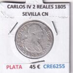 CRE6255 MONEDA ESPAÑA CARLOS IV 2 REALES 1805 SEVILLA CN PLATA