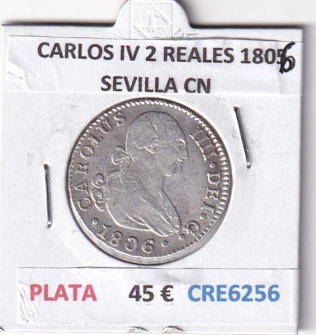 imagen-13-28382.jpg CRE6256 MONEDA ESPAÑA CARLOS IV 2 REALES 1806 SEVILLA CN PLATA - Imagen 1