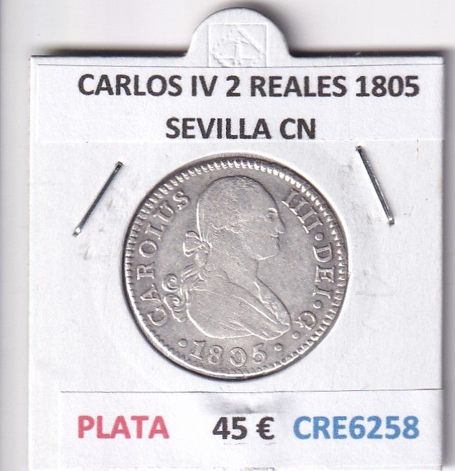 imagen-13-28384.jpg CRE6258 MONEDA ESPAÑA CARLOS IV 2 REALES 1805 SEVILLA CN PLATA - Imagen 1